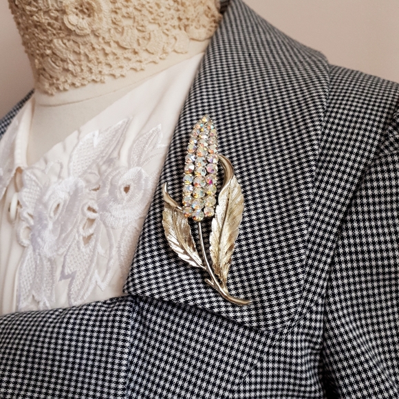 Vintage Coro gold tone wheat stalk pin brooch - Picture 6 of 10